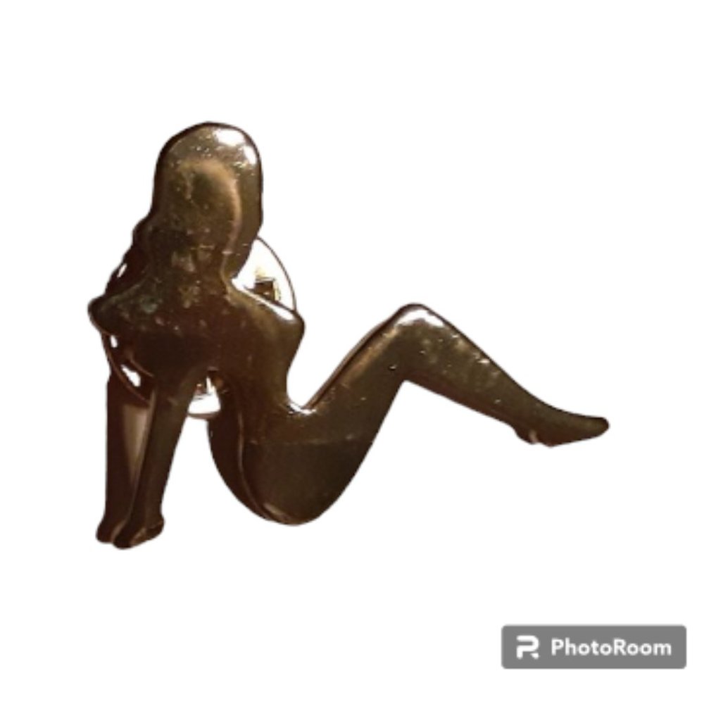 1" Gold Woman Sitting in Silhouette Lapel Pin Trucker Emblem